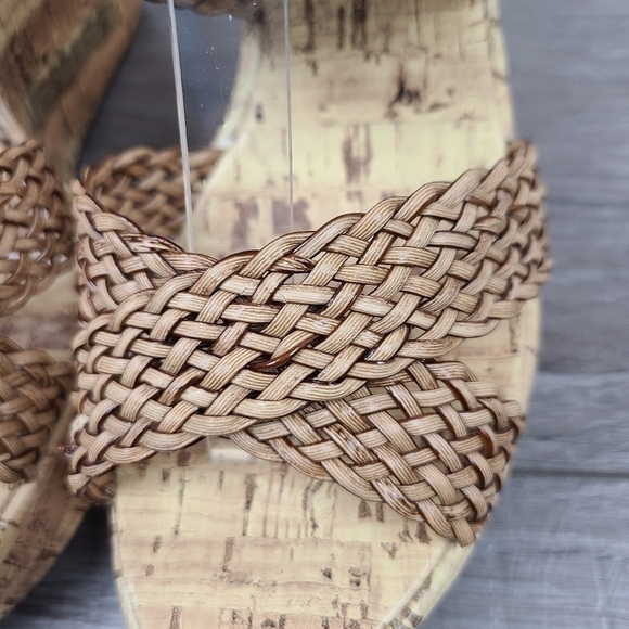 Stepps Tan Woven Strap Wedge Sandals - Picture 9 of 17